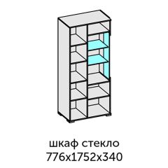 Аллегро-10 Шкаф 2дв. (со стеклом) (дуб крафт золотой-камень темный) в Камышлове - kamyshlov.mebel24.online | фото 2