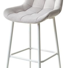 Барный стул ХОФМАН, цвет H-09 Светло-серый, велюр / белый каркас М-City в Камышлове - kamyshlov.mebel24.online | фото