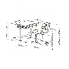 Парта-трансформер + стул PICCOLINO Grey в Камышлове - kamyshlov.mebel24.online | фото 6