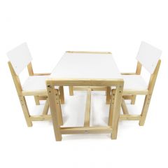Детский растущий комплект стол и два стула  Я САМ "Лофт" (Белый, Сосна) в Камышлове - kamyshlov.mebel24.online | фото