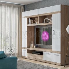 АВАНТА Гостиная (МДФ) Белый глянец холодный/Дуб сонома в Камышлове - kamyshlov.mebel24.online | фото 2