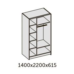 ИННЭС-5 Шкаф-купе 2-х дв. 1400 (2дв. Ф1 - ЛДСП белый глянец) в Камышлове - kamyshlov.mebel24.online | фото 2