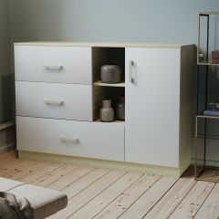Комод К-3.1 (Дуб сонома/Белый жемчуг) в Камышлове - kamyshlov.mebel24.online | фото 2