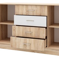 БЕАТРИС Комод К1400 (Дуб Сонома/Белый глянец) в Камышлове - kamyshlov.mebel24.online | фото 2
