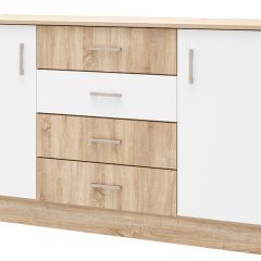 БЕАТРИС Комод К1400 (Дуб Сонома/Белый глянец) в Камышлове - kamyshlov.mebel24.online | фото