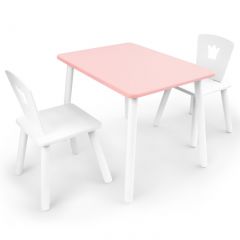 Комплект детской мебели стол и два стула Корона  (Розовый/Белый/Белый) в Камышлове - kamyshlov.mebel24.online | фото