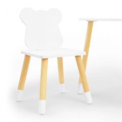 Комплект детской мебели стол и два стула Мишутка (Белый/Белый/Береза) в Камышлове - kamyshlov.mebel24.online | фото