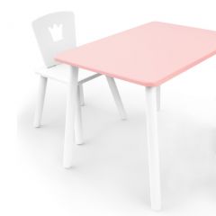 Комплект детской мебели стол и стул Корона (Розовый/Белый/Белый) в Камышлове - kamyshlov.mebel24.online | фото