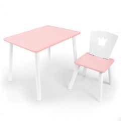 Комплект детской мебели стол и стул Корона (Розовый/Розовый/Белый) в Камышлове - kamyshlov.mebel24.online | фото