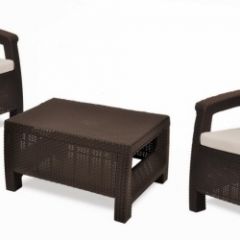 Комплект мебели Корфу Уикенд (Corfu Weekend) коричневый - серо-бежевый * в Камышлове - kamyshlov.mebel24.online | фото 1