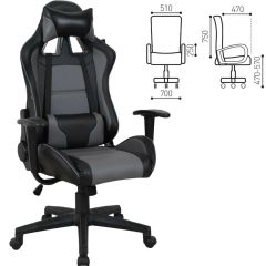 Кресло компьютерное BRABIX "GT Racer GM-100" (черное/серое) 531926 в Камышлове - kamyshlov.mebel24.online | фото 2