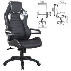 Кресло компьютерное BRABIX Techno Pro GM-003 (экокожа черное/серое, вставки серые) 531814 в Камышлове - kamyshlov.mebel24.online | фото 1