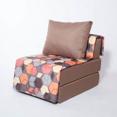 Кресло-кровать бескаркасное Харви (коричневый-геометрия браун) в Камышлове - kamyshlov.mebel24.online | фото
