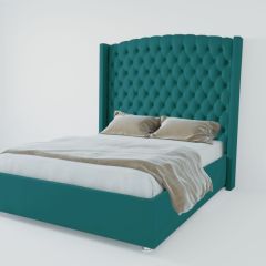 Кровать Берлин ЛЮКС с ПМ 1400 (велюр бирюзовый) в Камышлове - kamyshlov.mebel24.online | фото 3