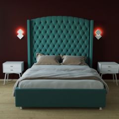 Кровать Берлин ЛЮКС с ПМ 1400 (велюр бирюзовый) в Камышлове - kamyshlov.mebel24.online | фото 2
