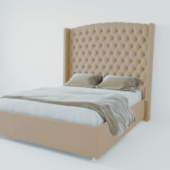 Кровать Берлин ЛЮКС с ПМ 800 (велюр светло-серый) в Камышлове - kamyshlov.mebel24.online | фото 2