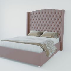 Кровать Берлин ЛЮКС с ПМ 800 (велюр темно-серый) в Камышлове - kamyshlov.mebel24.online | фото 2