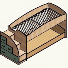 Кровать-чердак "Дюймовочка-4.2"  Дуб молочный/Оранжевый в Камышлове - kamyshlov.mebel24.online | фото 4