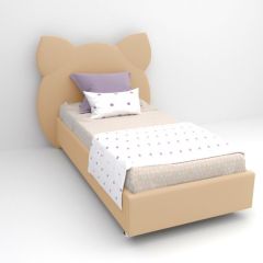 Кровать Котя с ортопедическим основанием 800 (экокожа бежевый) в Камышлове - kamyshlov.mebel24.online | фото