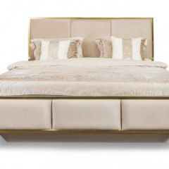 Кровать Lara 1800 с мягким изголовьем + основание (бежевый глянец) в Камышлове - kamyshlov.mebel24.online | фото 2