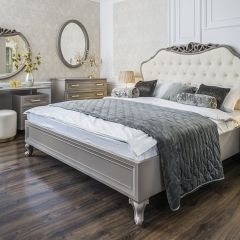 Кровать Мокко 1600 с мягким изголовьем + основание (серый камень) в Камышлове - kamyshlov.mebel24.online | фото