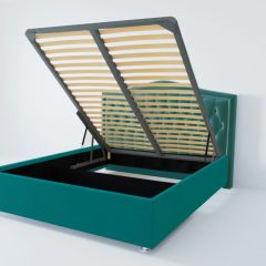 Кровать Нягань с ПМ 1400 (велюр бирюзовый) в Камышлове - kamyshlov.mebel24.online | фото