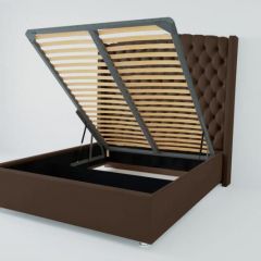 Кровать Берлин ЛЮКС с ПМ 1200 (экокожа коричневая) в Камышлове - kamyshlov.mebel24.online | фото