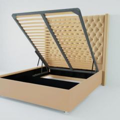 Кровать Версаль ЛЮКС с ПМ 1200 (экокожа бежевая) в Камышлове - kamyshlov.mebel24.online | фото