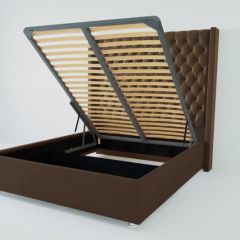 Кровать Версаль ЛЮКС с ПМ 1200 (экокожа коричневая) в Камышлове - kamyshlov.mebel24.online | фото 2