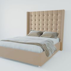 Кровать Венеция ЛЮКС с ПМ 1400 (велюр светло-серый) в Камышлове - kamyshlov.mebel24.online | фото 2