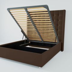 Кровать Венеция ЛЮКС с ПМ 1600 (экокожа коричневая) в Камышлове - kamyshlov.mebel24.online | фото