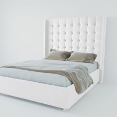 Кровать Венеция ЛЮКС с ПМ 1800 (экокожа белая) в Камышлове - kamyshlov.mebel24.online | фото 2