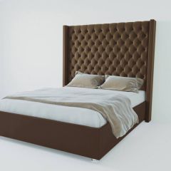 Кровать Версаль ЛЮКС с ПМ 1600 (экокожа коричневая) в Камышлове - kamyshlov.mebel24.online | фото