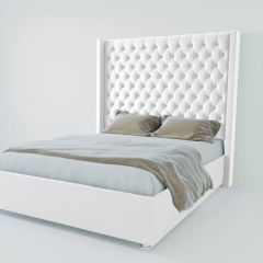 Кровать Версаль ЛЮКС с ПМ 2000 (экокожа белая) в Камышлове - kamyshlov.mebel24.online | фото
