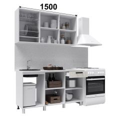Кухня ДИОР 1.5 м (белый/дуб крафт белый) в Камышлове - kamyshlov.mebel24.online | фото 2