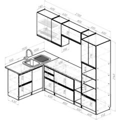Кухонный гарнитур Адажио мега прайм 1500 х 2700 мм в Камышлове - kamyshlov.mebel24.online | фото 2