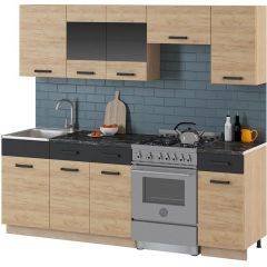 Кухонный гарнитур Алиса 15 (Дуб Сонома/Золотой) 2300 в Камышлове - kamyshlov.mebel24.online | фото 2