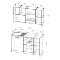 Кухонный гарнитур Ольга медиум 3 1400 мм в Камышлове - kamyshlov.mebel24.online | фото 2