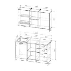 Кухонный гарнитур Ольга медиум 4 1400 мм в Камышлове - kamyshlov.mebel24.online | фото 2