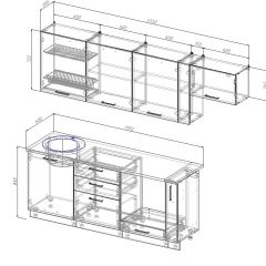 Кухонный гарнитур Вегас 2550 (Стол. 26мм) в Камышлове - kamyshlov.mebel24.online | фото 2