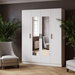 ЛАРС Шкаф комбинированный 1,6 с зеркалом Белый в Камышлове - kamyshlov.mebel24.online | фото