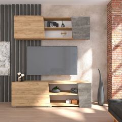 Модульная гостиная Аллегро-10 (дуб крафт золотой-камень темный) в Камышлове - kamyshlov.mebel24.online | фото 2