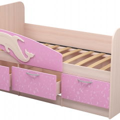 Кровать Дельфин 1,6 (Дуб молочный/фасад - Ламарти розовый) в Камышлове - kamyshlov.mebel24.online | фото