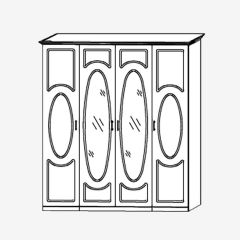 Прованс-2 Шкаф 4-х дверный с 2 зеркалами (Итальянский орех/Груша с платиной черной) в Камышлове - kamyshlov.mebel24.online | фото