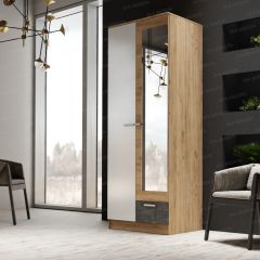 Шкаф Адель 800 с полками (дуб вотан/белый глянец) в Камышлове - kamyshlov.mebel24.online | фото