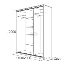 МИРАЖ 17.1 (620) 1 зеркало Шкаф для платья и белья в Камышлове - kamyshlov.mebel24.online | фото 5