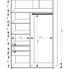 Шкаф-купе 1400 серии SOFT D1+D3+B2+PL1 (2 ящика+1штанга) профиль «Графит» в Камышлове - kamyshlov.mebel24.online | фото 3