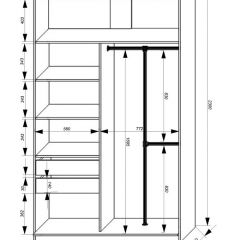 Шкаф-купе 1400 серии SOFT D8+D2+B2+PL4 (2 ящика+F обр.штанга) профиль «Графит» в Камышлове - kamyshlov.mebel24.online | фото 3