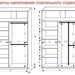 Шкаф-купе 1400 серии SOFT D8+D2+B2+PL4 (2 ящика+F обр.штанга) профиль «Графит» в Камышлове - kamyshlov.mebel24.online | фото 7