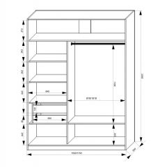 Шкаф-купе 1500 серии NEW CLASSIC K2+K2+B2+PL2(2 ящика+1 штанга+1 полка) профиль «Капучино» в Камышлове - kamyshlov.mebel24.online | фото 3